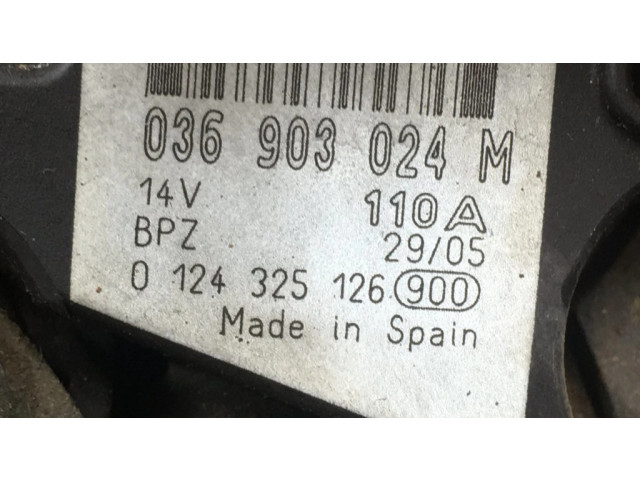 Генератор 0124325126, 03690324M Volkswagen Golf V 1.4