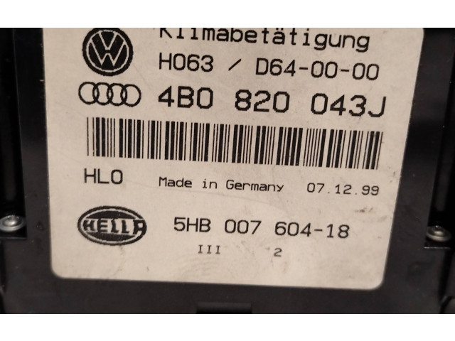 Блок управления климат-контролем 4B0820043J, HD0630640000   Audi A6 S6 C5 4B