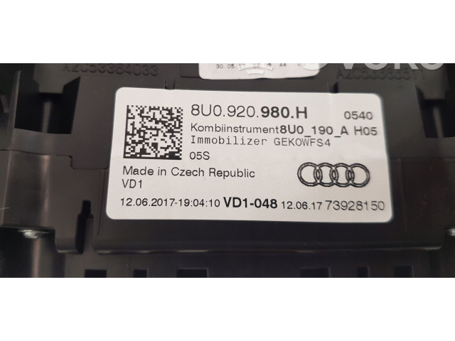 Панель приборов 8U0920980H, 8U0920980H Audi Q3 8U