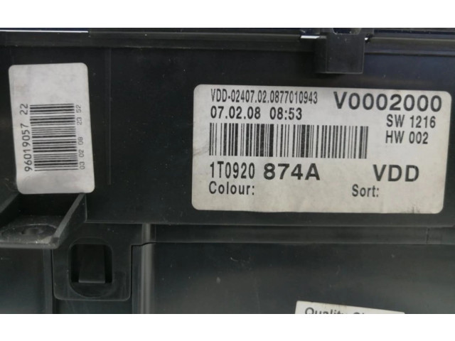 Панель приборов 1T0920874A   Volkswagen Touran I       