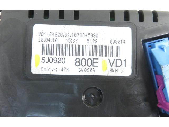 Панель приборов 5J0920800E, 5J0920800E   Skoda Fabia Mk2 (5J)       