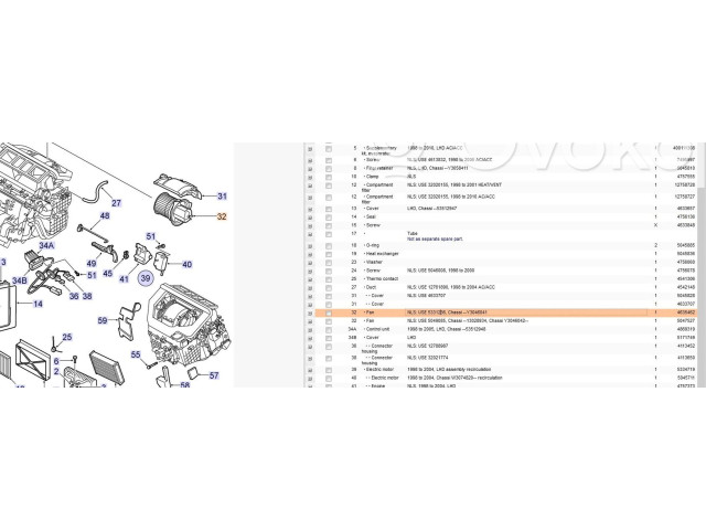 Вентилятор печки 4635462, 5331236 Saab 9-5