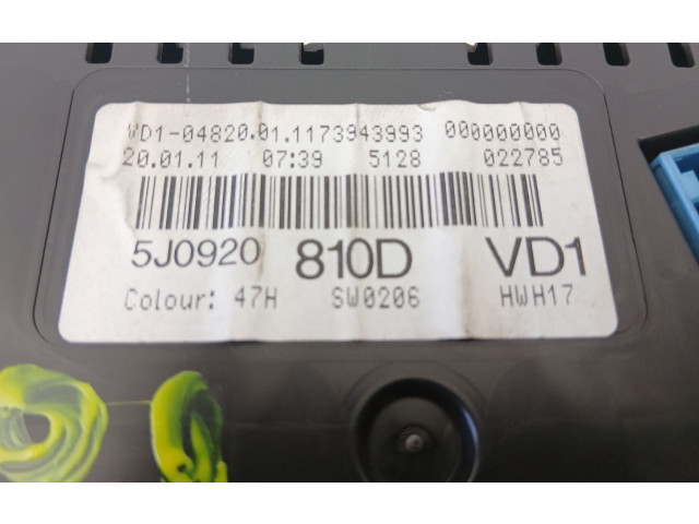 Панель приборов 5J0920810D Skoda Fabia Mk2 (5J)