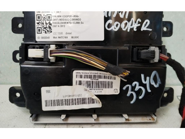Блок управления климат-контролем 3456884, 3456884   Mini One  Cooper Coupe R56
