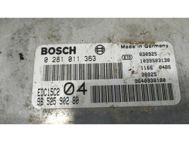Блок управления двигателя 0281011363, 9652590280 Citroen C8