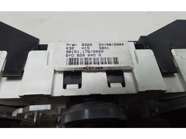 Блок управления климат-контролем 6Y0820045B, 901511760009 Skoda Fabia Mk1 (6Y)