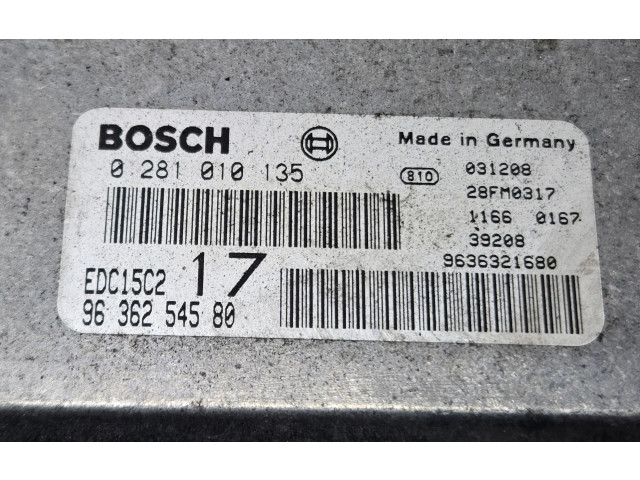 Řídící jednotka 0281010135, 9636254580 Peugeot 806 2001