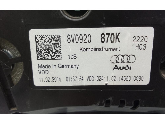 Панель приборов 8V0920870K Audi A3 S3 A3 Sportback 8P