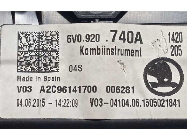 Панель приборов 6V0920740A, A2C96141700   Skoda Fabia Mk3 (NJ)       