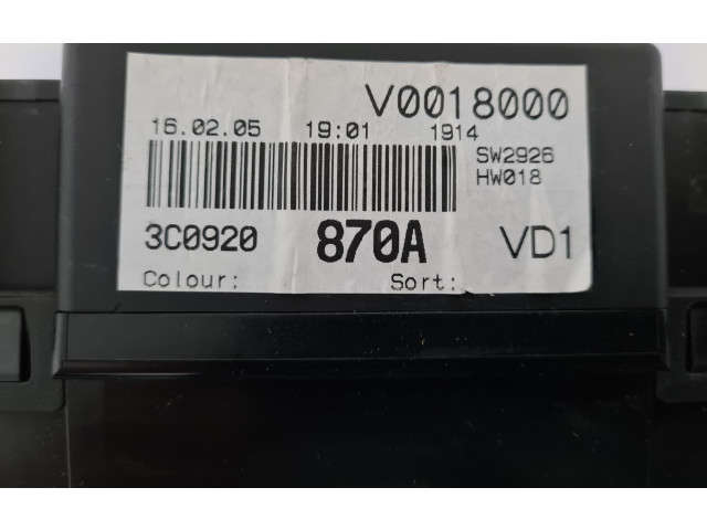 Přístrojová deska Volkswagen PASSAT B6 2007 3C0920870L