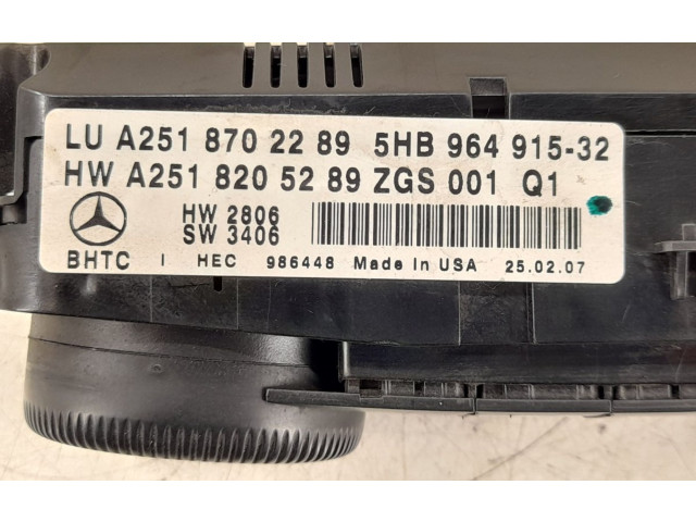 Блок управления климат-контролем 2518702289, 2519000401   Mercedes-Benz GL X164