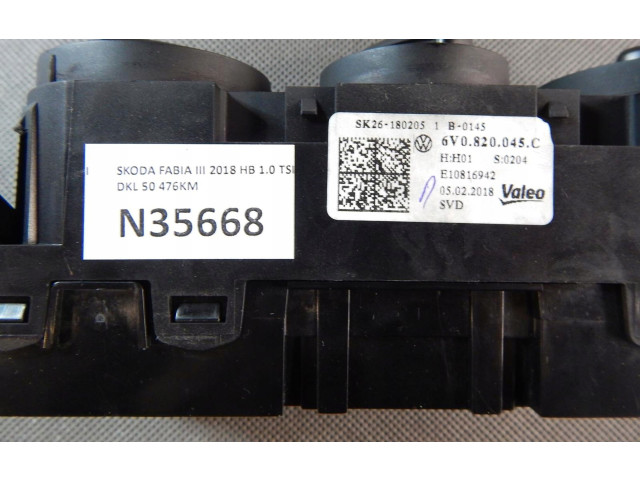 Блок управления климат-контролем 6V0820045C Skoda Fabia Mk3 (NJ)