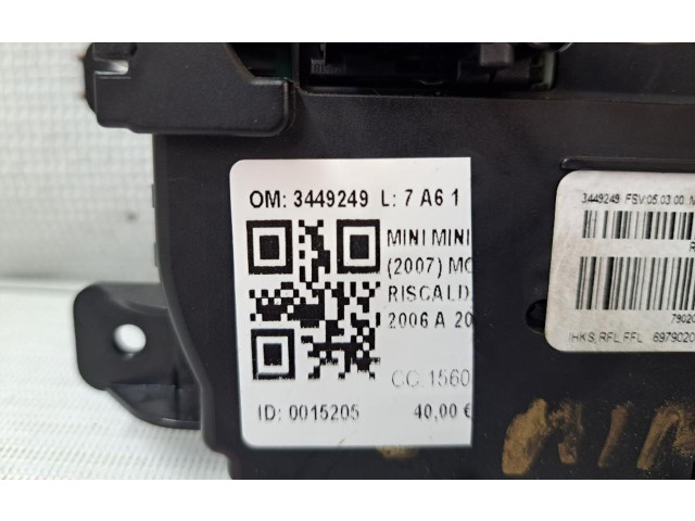 Блок управления климат-контролем 3449249, 3449249   Mini One  Cooper Coupe R56