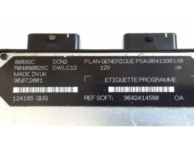 Řídící jednotka 9641390180, 9642414580   Citroen Berlingo 2001