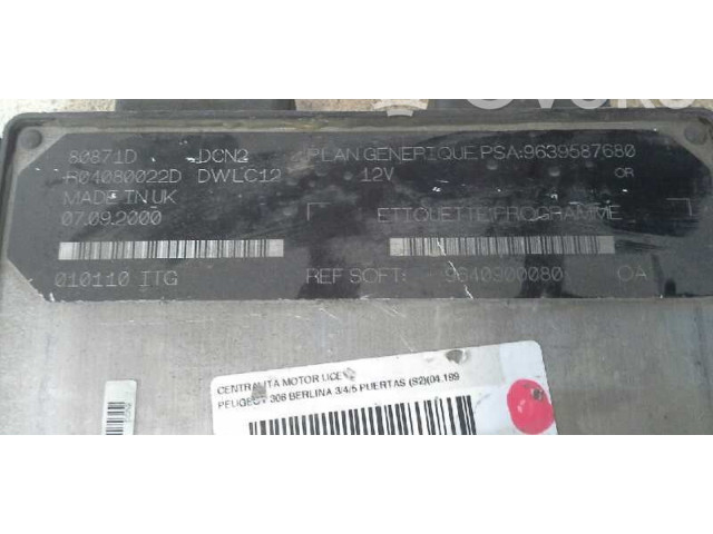 Блок управления двигателя 9639587680, 80871D   Peugeot 306