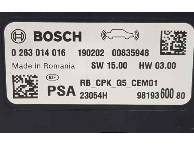 Блок управления 9819360080, 0263014016 Citroen C3 Aircross