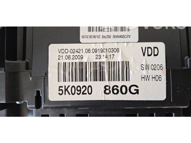 Панель приборов 5K0920860G Volkswagen Golf VI