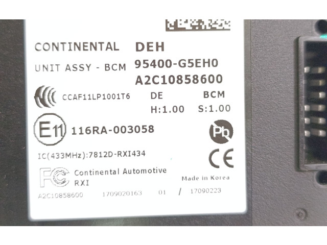 Блок комфорта 95400G5EH0, 11RA003058 KIA Niro