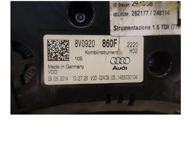 Панель приборов 8V0920860F   Audi A3 S3 8V       
