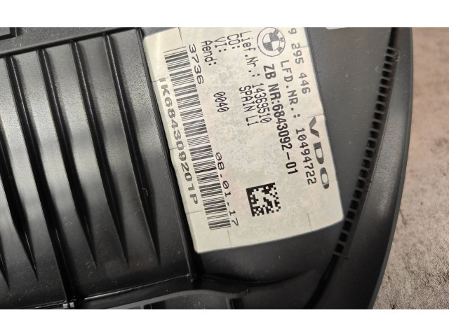 Přístrojová deska BMW X1 F48 F49 2017 6843092, 9295446