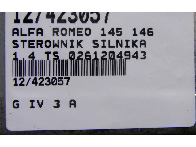 Блок управления двигателем ECU 0261204943 Alfa Romeo 145 - 146