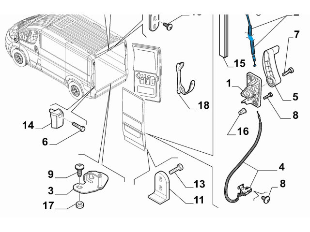 Zámek zadních dveří 1385563080, 1379731080 Fiat Ducato 2007