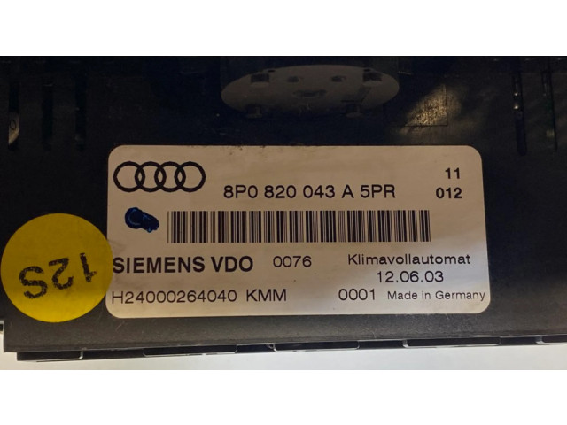 Блок управления климат-контролем 8P0820043A   Audi A3 S3 A3 Sportback 8P