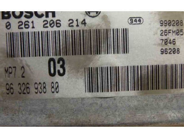 Блок управления двигателя 0261206214, 9632693880   Peugeot 306