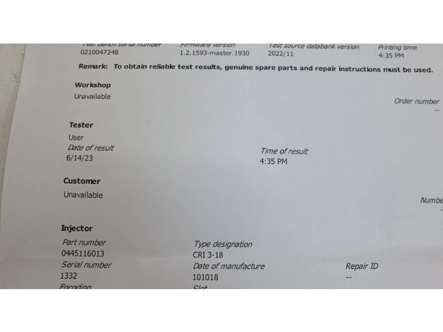 Vstřikovač 0445116013, 0210047246 Citroen C5 pro naftový motor 3.0