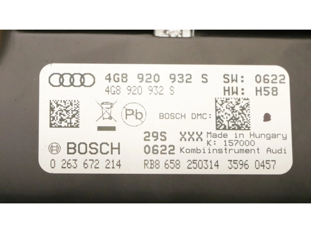 Přístrojová deska Audi A6 S6 C7 4G 2014 4G8920932S, 0263672214