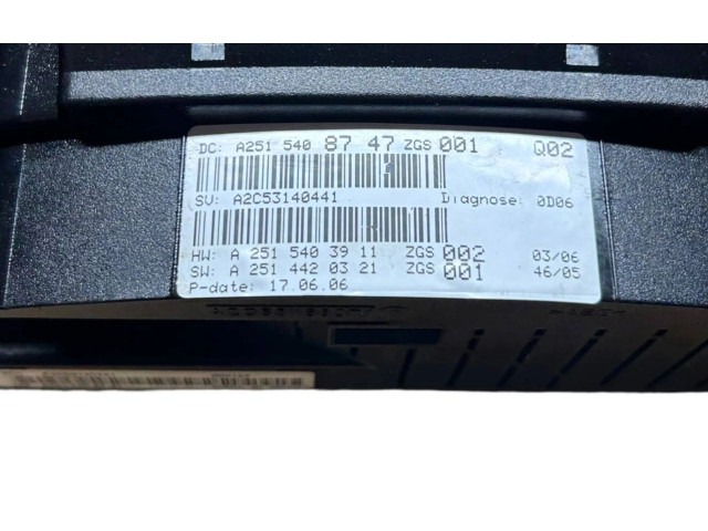 Přístrojová deska Mercedes-Benz R W251 2007 A2515408747, A2514420321