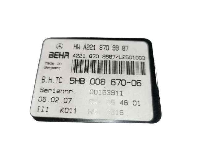 Блок управления климат-контролем A2218709987, 00153911 Mercedes-Benz S W221