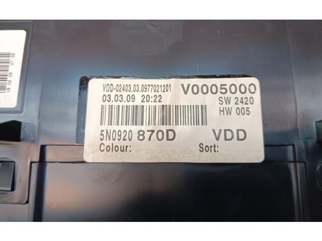 Přístrojová deska  Volkswagen Tiguan 2009 5N0920870D  