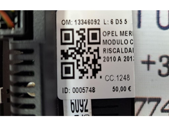 Блок управления климат-контролем 13346092, 13346092 Opel Meriva B