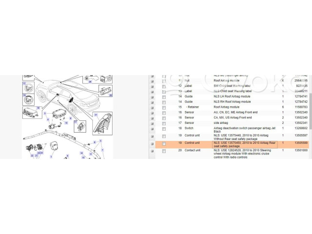 Блок подушек безопасности 13505599, 13575450   Saab 9-5