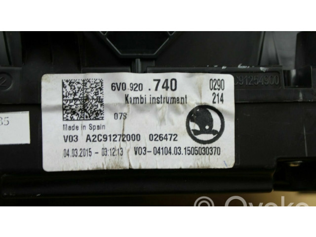 Панель приборов 6V0920740 Skoda Fabia Mk2 (5J)