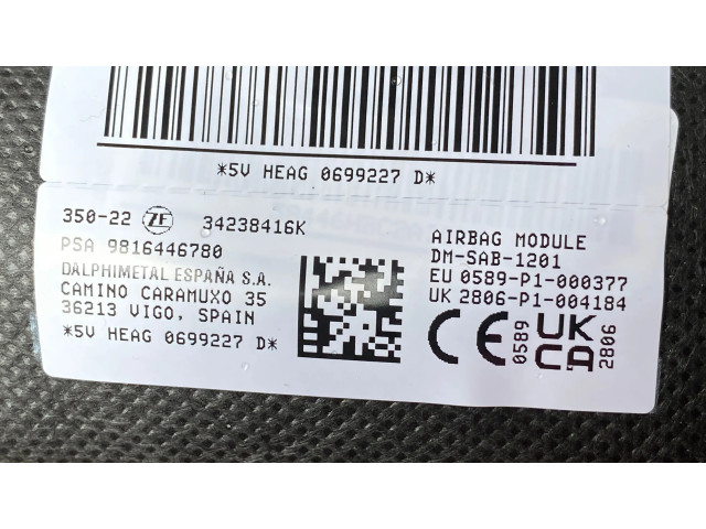 Подушка безопасности в сиденье 9816446780, 34238416K Citroen Berlingo