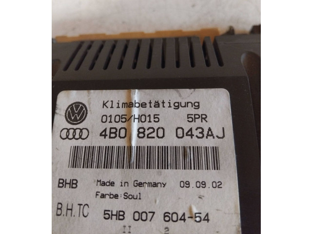 Блок управления климат-контролем 4B0820043AJ, 5HB00760454   Audi A6 S6 C5 4B