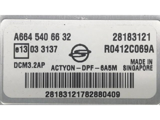 Блок управления двигателя A6645406632, CENTRALITAMOTORUCE SsangYong Actyon sports I