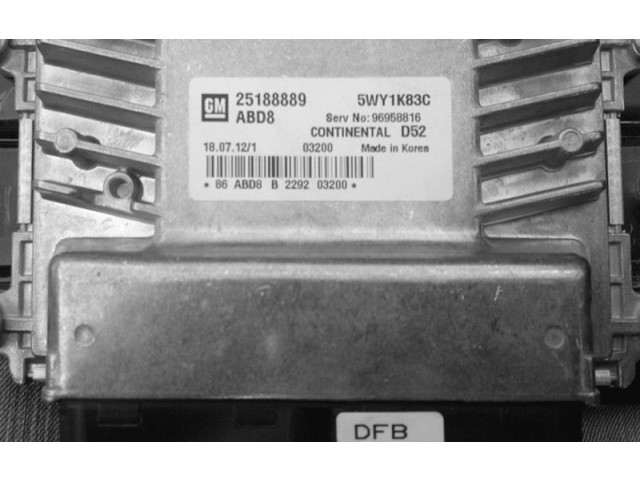 Блок управления двигателем Блок управления 25188889, 5WY1K83C   Chevrolet Spark