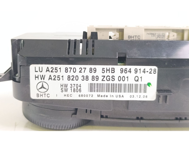 Блок управления климат-контролем A2518203889, A2518702789   Mercedes-Benz R W251