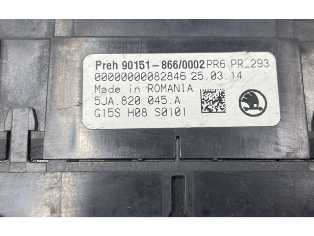 Блок управления климат-контролем 5JA820045A, 901518660002   Skoda Rapid (NH)