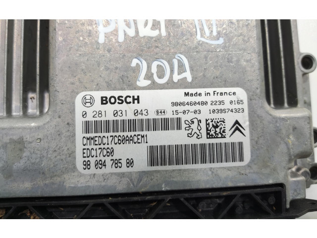 Řídící jednotka 9809478580 Peugeot Partner 2016