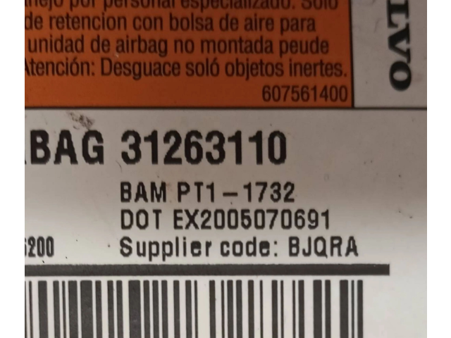 Подушка безопасности в сиденье 31263110, 607561400 Volvo S60