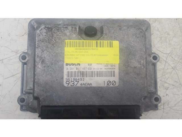 Řídící jednotka 0281011487, 55198491 Alfa Romeo 147 2001