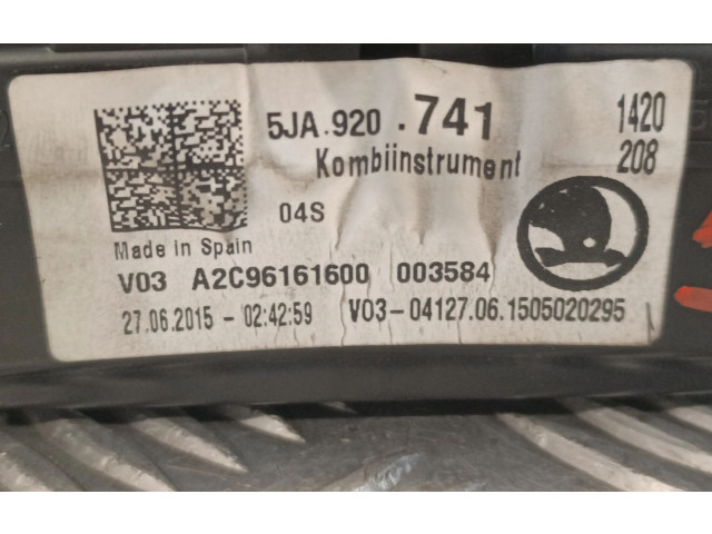 Панель приборов 5JA920741, A2C96161600   Skoda Rapid (NH)       