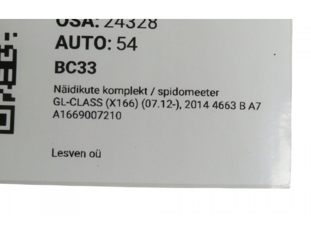 Панель приборов A1669007210, A1669007210   Mercedes-Benz GL X166       