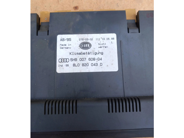 Блок управления климат-контролем 8L0820043D, 5HB00760804 Audi A3 S3 8L