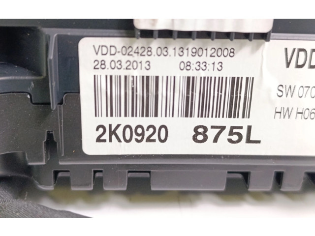 Přístrojová deska Volkswagen Caddy 2012 A2C53348361, 2K0920875L