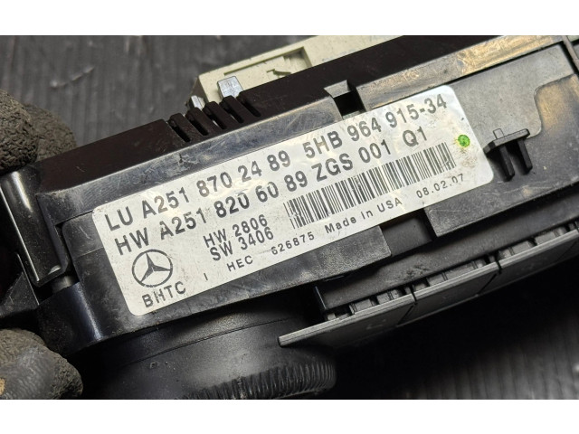 Блок управления климат-контролем A2518206089, 5HB96491534   Mercedes-Benz R W251